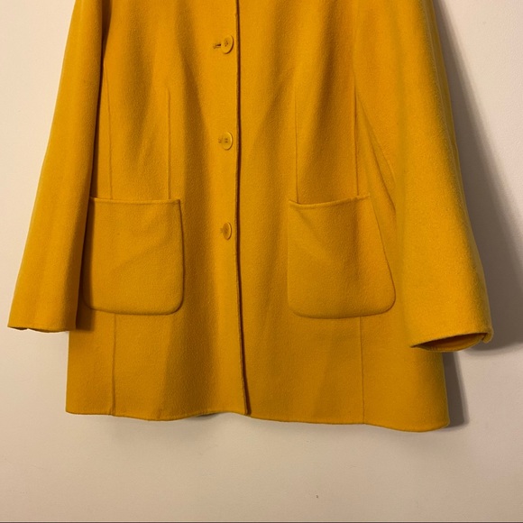 Talbots Mustard Yellow Button Up Long Wool Jacket - Picture 6 of 13
